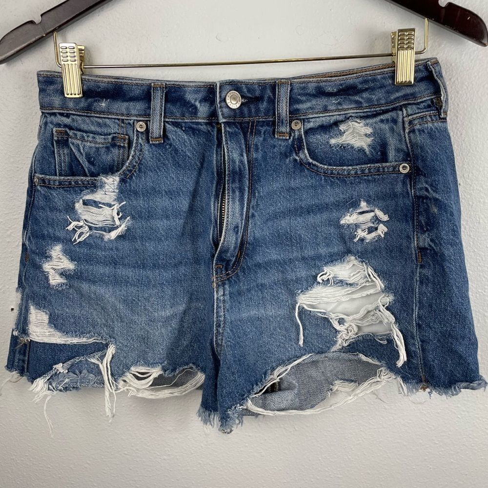 American Eagle Distressed Stretch Denim Jean Shorts Size 6 EUC